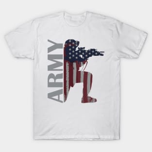 Army Painted American Flag Soldier T-Shirt